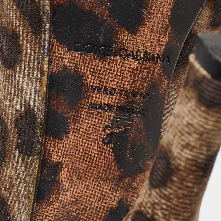 Pre Owned Dolce & Gabbana Brown Canvas Leopard Print Pumps Size 37