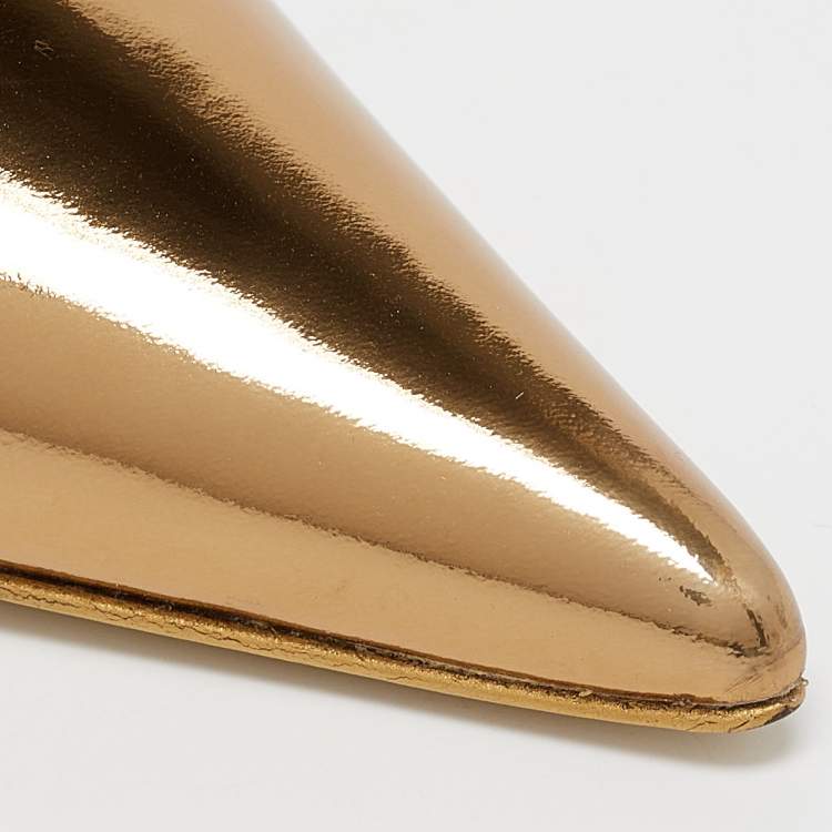 Pre Owned Dolce & Gabbana Gold Leather Pointed Toe Pumps Size 36