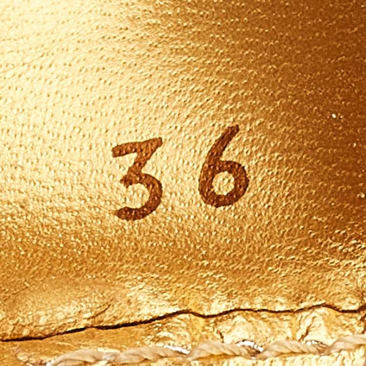 Pre Owned Dolce & Gabbana Gold Leather Pointed Toe Pumps Size 36