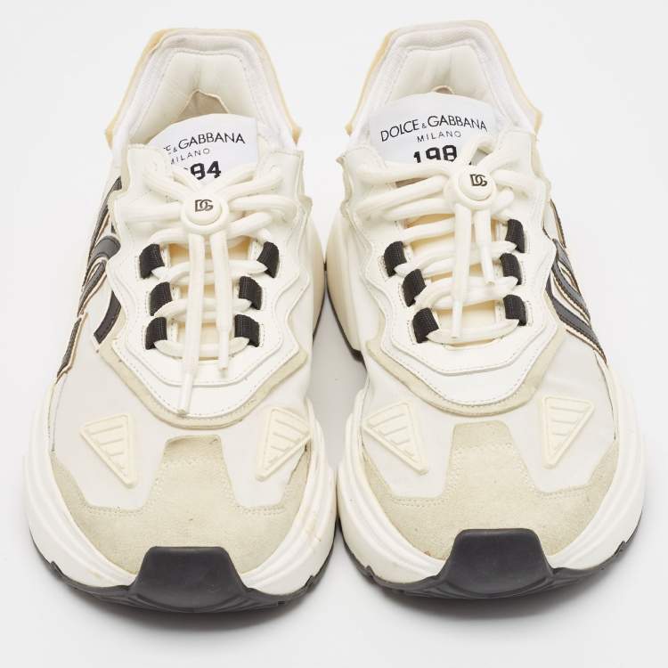 Pre Owned Dolce & Gabbana Grey/White Leather and Nylon daymaster Low Top Sneakers Size 40