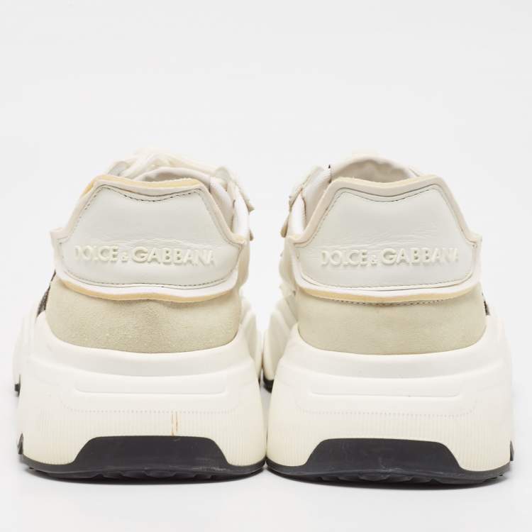 Pre Owned Dolce & Gabbana Grey/White Leather and Nylon daymaster Low Top Sneakers Size 40