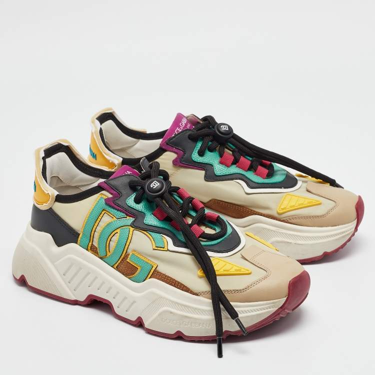 Pre Owned Dolce & Gabbana Multicolor Nylon And Leather Daymaster Low Top Sneakers Size 40