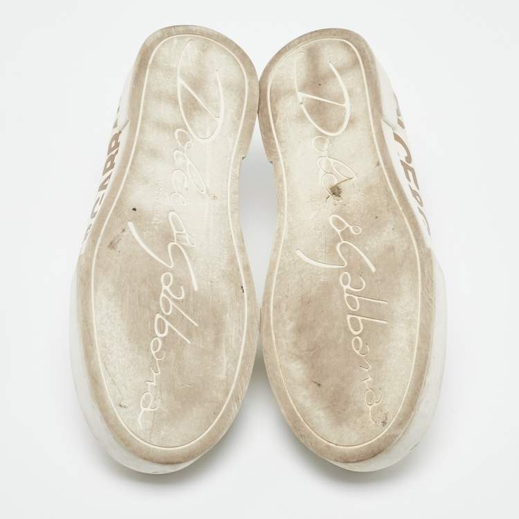 Pre Owned Dolce & Gabbana White Leather Portofino Low Top Sneakers Size 39.5
