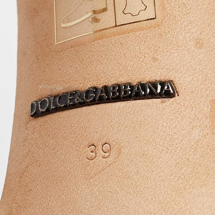 Pre Owned Dolce & Gabbana Gold Leather and Sequins Platform Sandals Size 39