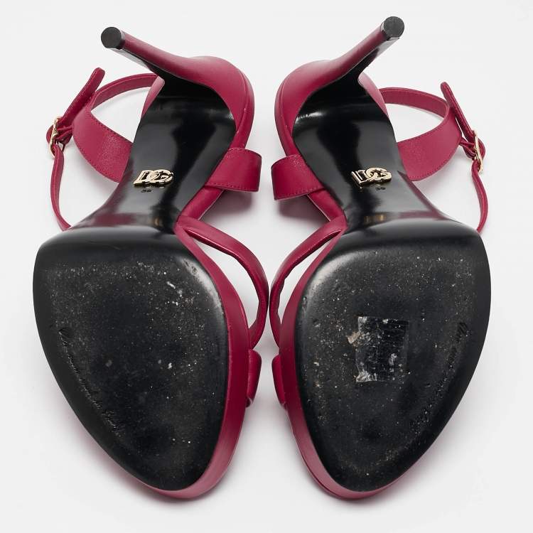Pre Owned Dolce & Gabbana Purple Leather Olimpya  Crisscross Platform Sandals
