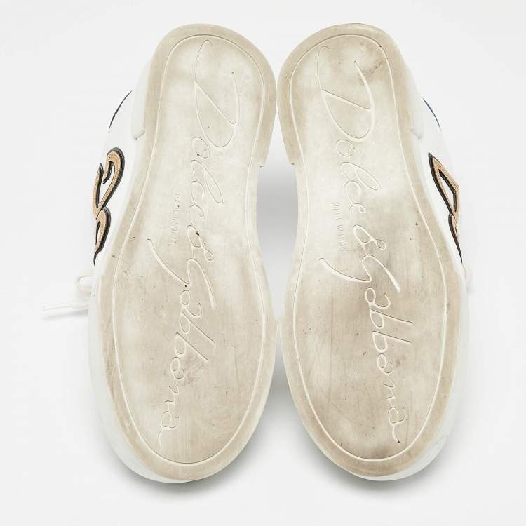 Pre Owned Dolce & Gabbana White Leather Portofino Sacred Heart Sneakers Size 35