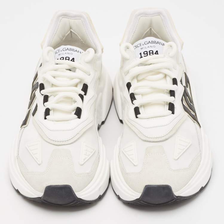 Pre Owned Dolce & Gabbana White Suede and Nylon Daymaster Sneakers Size 40