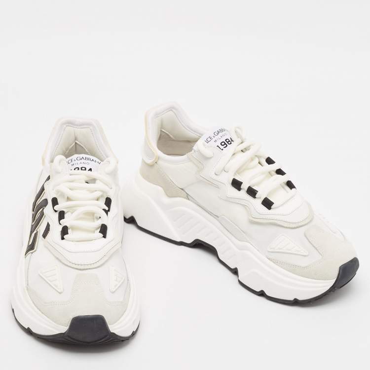 Pre Owned Dolce & Gabbana White Suede and Nylon Daymaster Sneakers Size 40
