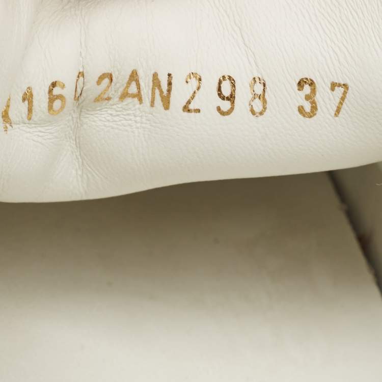 Pre Owned Dolce & Gabbana White/Pink Leather Portofino Pearl Embellished Low Top Sneakers Size 37