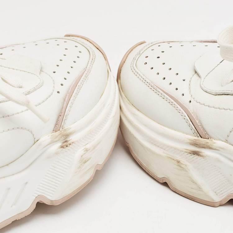 Pre Owned Dolce & Gabbana White/Blush Pink Leather Daymaster Sneakers Size 37