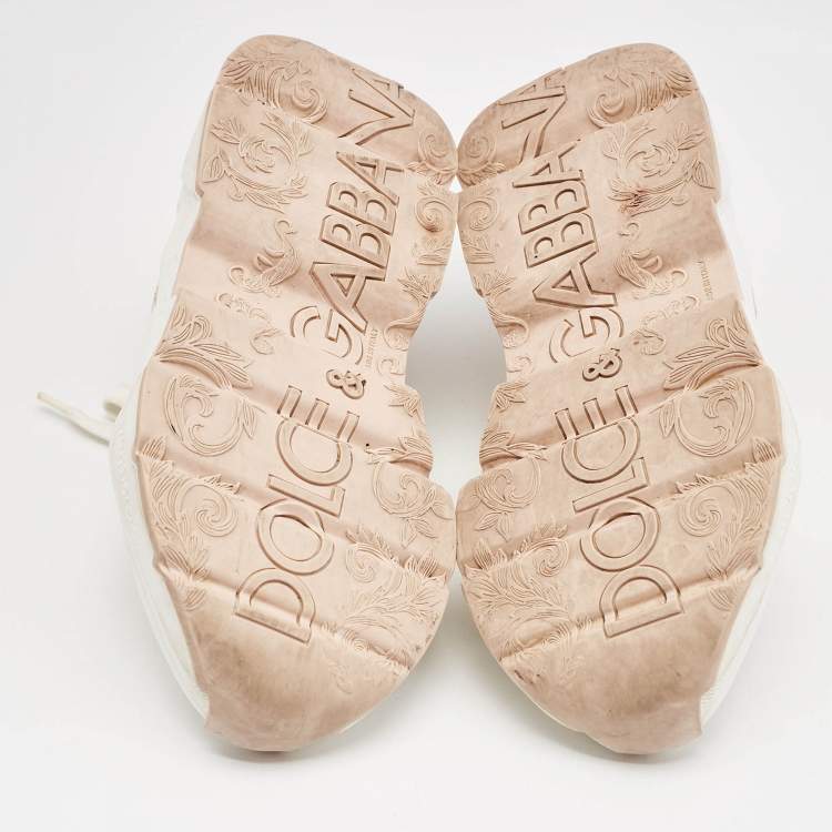 Pre Owned Dolce & Gabbana White/Blush Pink Leather Daymaster Sneakers Size 37