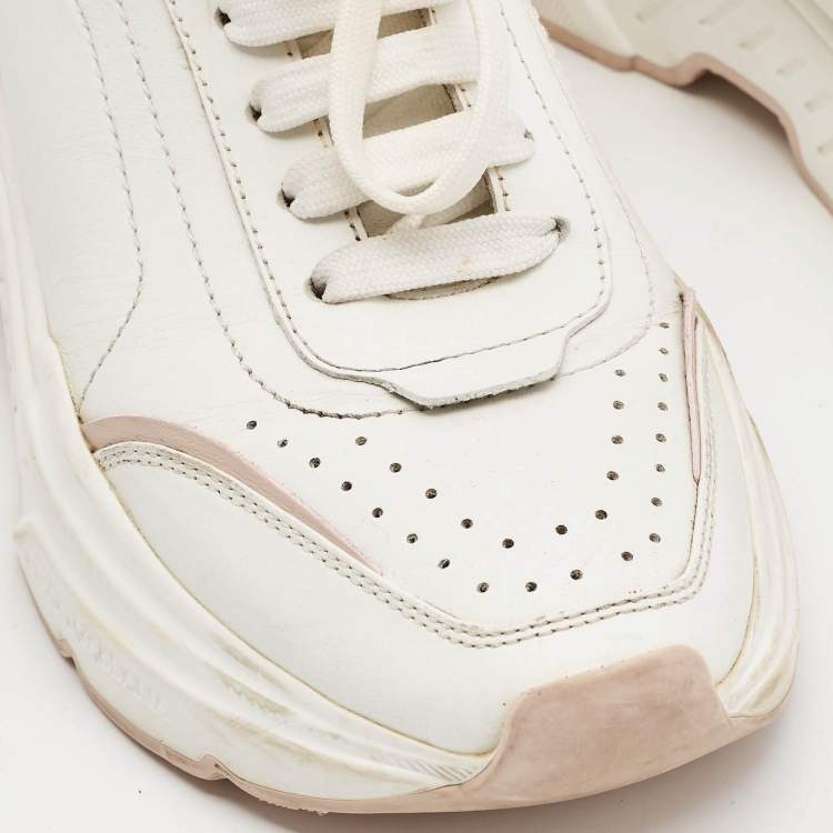 Pre Owned Dolce & Gabbana White/Blush Pink Leather Daymaster Sneakers Size 37