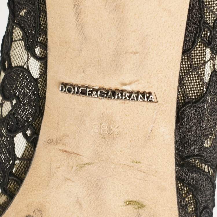 Pre Owned Dolce & Gabbana Black Lace Bellucci Pumps Size 38.5
