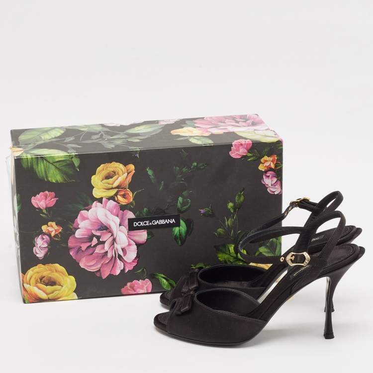 Pre Owned Dolce & Gabbana Black Satin Ankle Strap Sandals Size 39