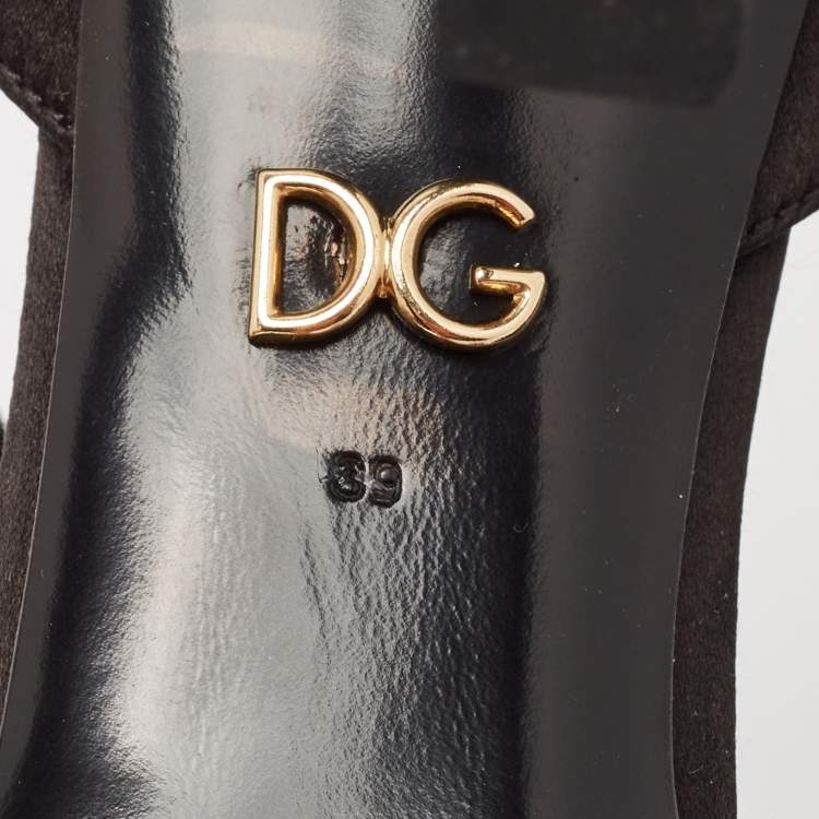 Pre Owned Dolce & Gabbana Black Satin Ankle Strap Sandals Size 39