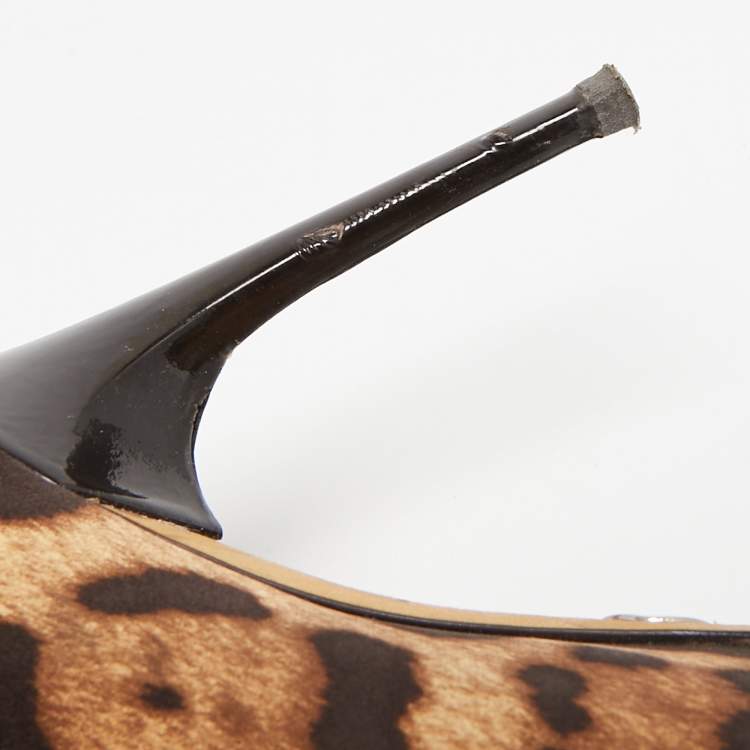 Pre Owned Dolce & Gabbana Brown/Beige Leopard Print Round Toe  Pumps Size 37