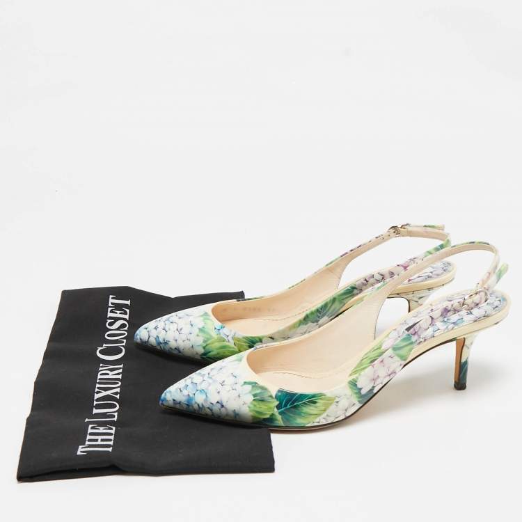 Pre Owned Dolce & Gabbana Multicolor Floral Print Patent Leather Slingback Pumps Size 38.5 