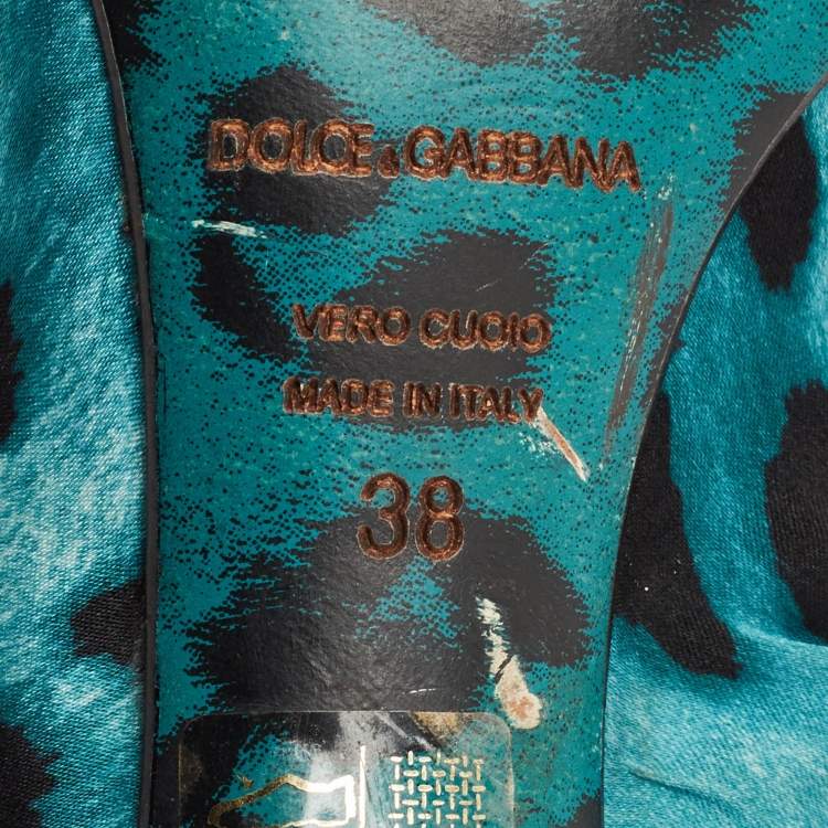 Pre Owned Dolce & Gabbana Green/Black Satin Pointed Toe Pumps Size 38