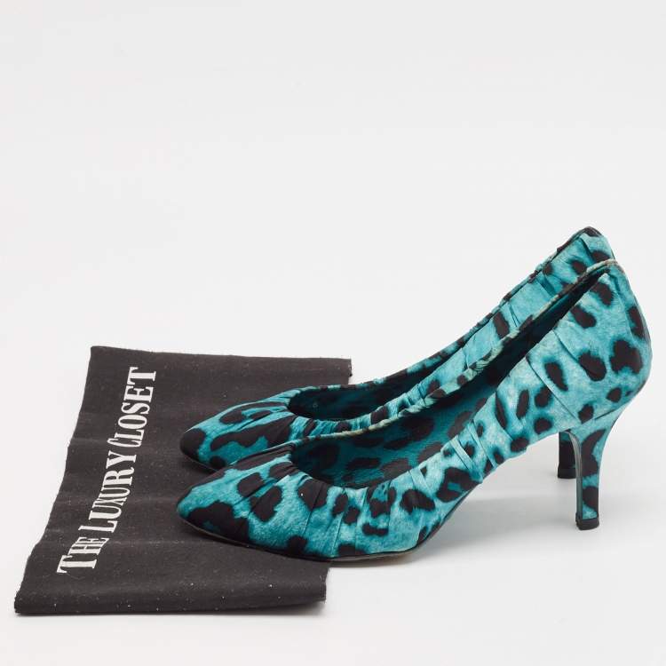 Pre Owned Dolce & Gabbana Green/Black Satin Pointed Toe Pumps Size 38