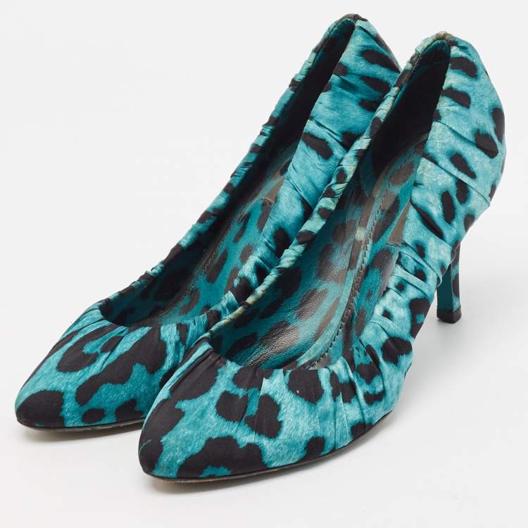Pre Owned Dolce & Gabbana Green/Black Satin Pointed Toe Pumps Size 38
