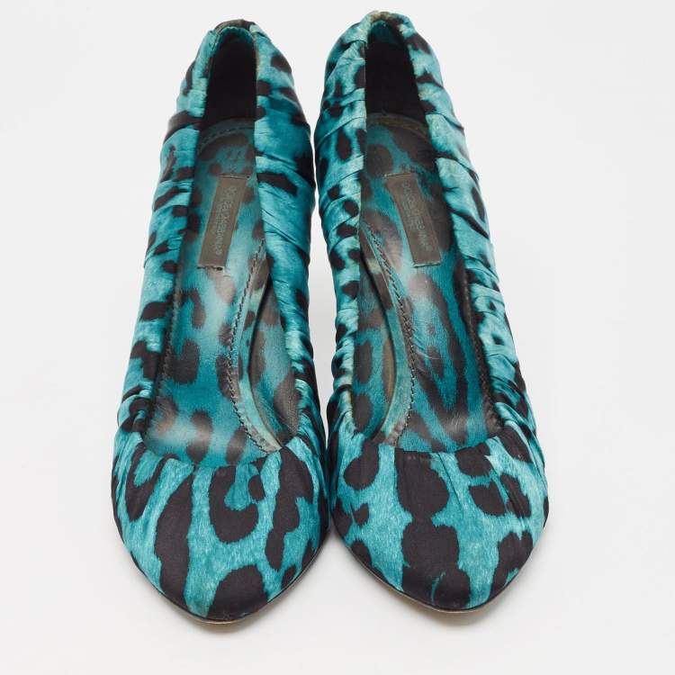 Pre Owned Dolce & Gabbana Green/Black Satin Pointed Toe Pumps Size 38