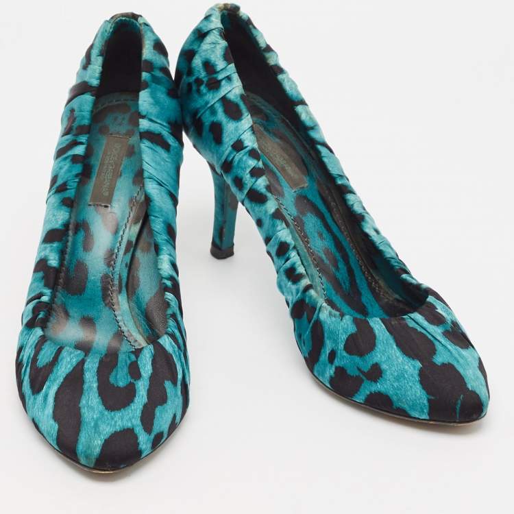 Pre Owned Dolce & Gabbana Green/Black Satin Pointed Toe Pumps Size 38