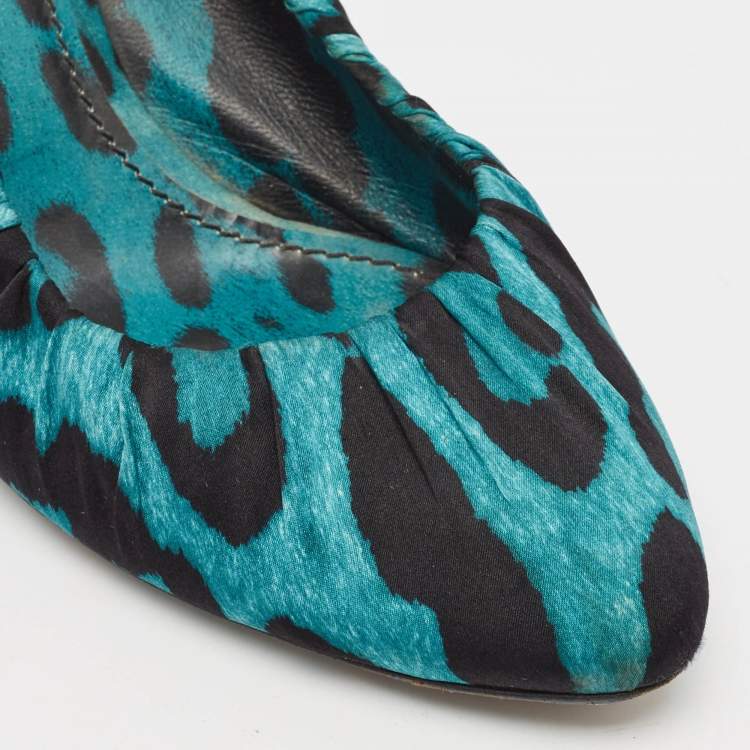 Pre Owned Dolce & Gabbana Green/Black Satin Pointed Toe Pumps Size 38