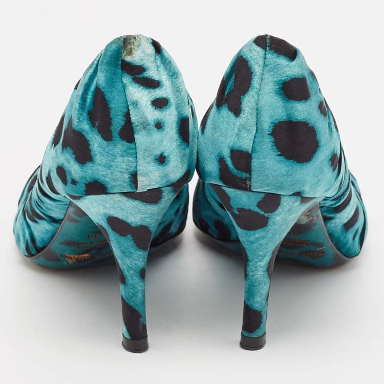 Pre Owned Dolce & Gabbana Green/Black Satin Pointed Toe Pumps Size 38