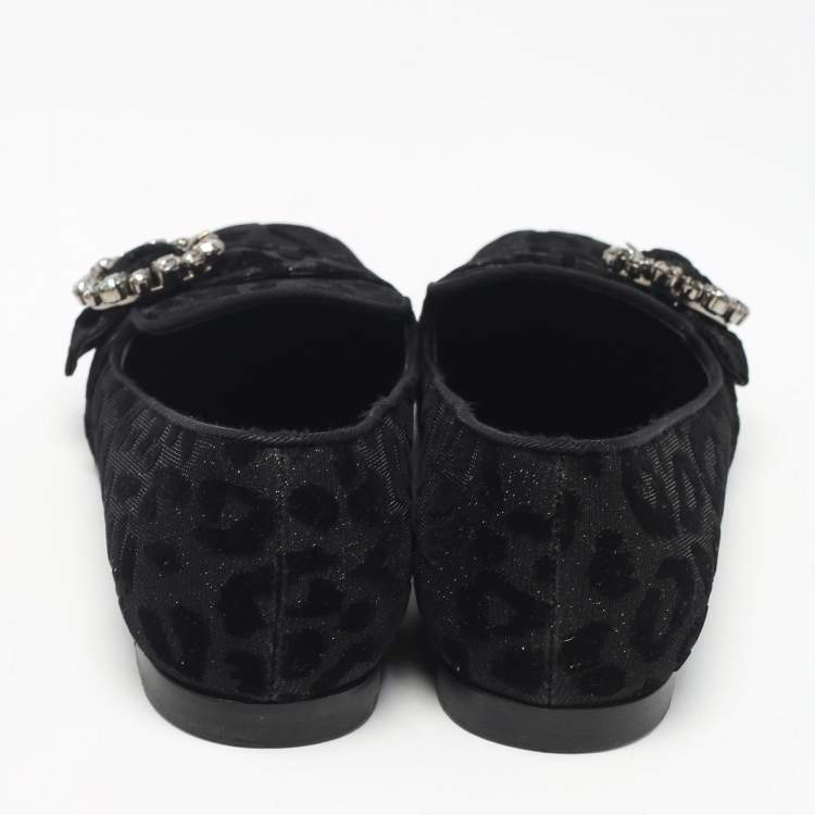 Pre Owned Dolce & Gabbana Black Brocade Fabric Jackie Smoking Slippers Size 38