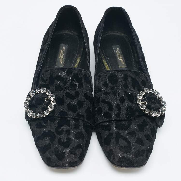 Pre Owned Dolce & Gabbana Black Brocade Fabric Jackie Smoking Slippers Size 38