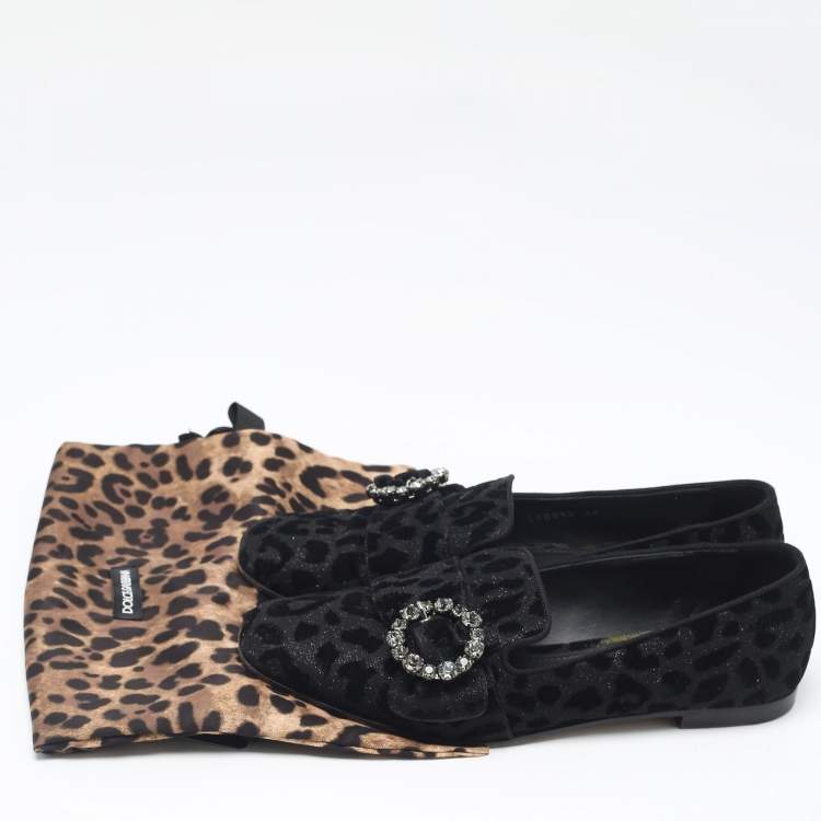 Pre Owned Dolce & Gabbana Black Brocade Fabric Jackie Smoking Slippers Size 38