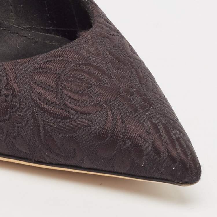 Pre Owned Dolce and Gabbana Black Brocade Fabric Pointed Toe Pumps Size 40