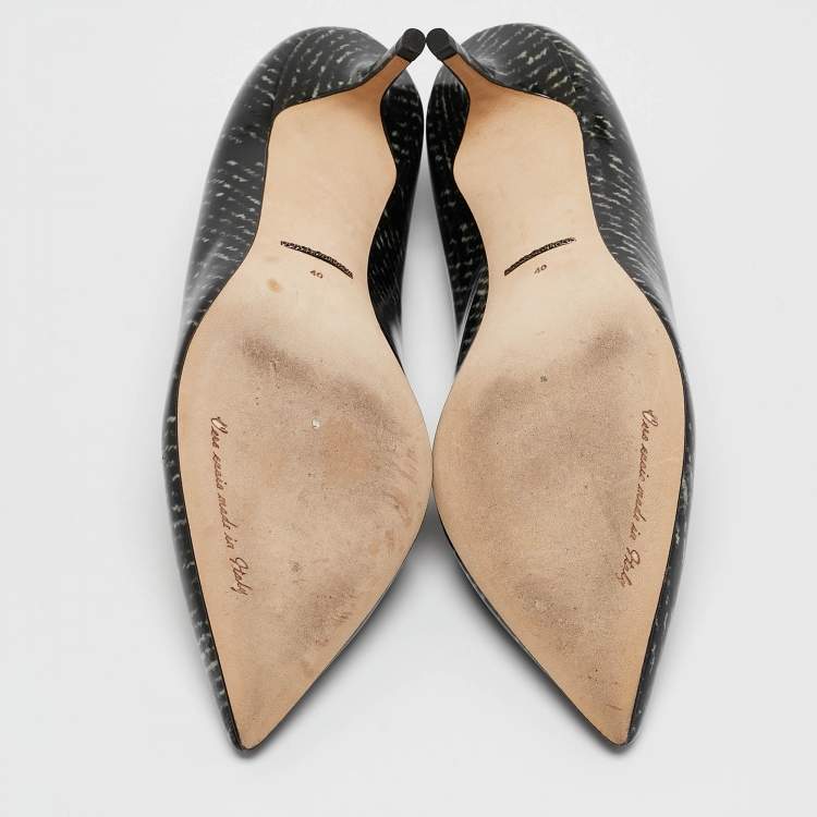 Pre Owned Dolce & Gabbana Black Printed Patent Leather Pointed Toe Pumps Size 40