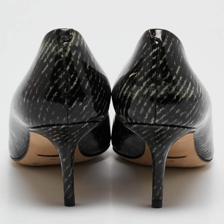 Pre Owned Dolce & Gabbana Black Printed Patent Leather Pointed Toe Pumps Size 40