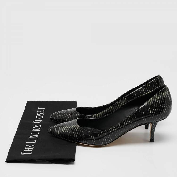 Pre Owned Dolce & Gabbana Black Printed Patent Leather Pointed Toe Pumps Size 40