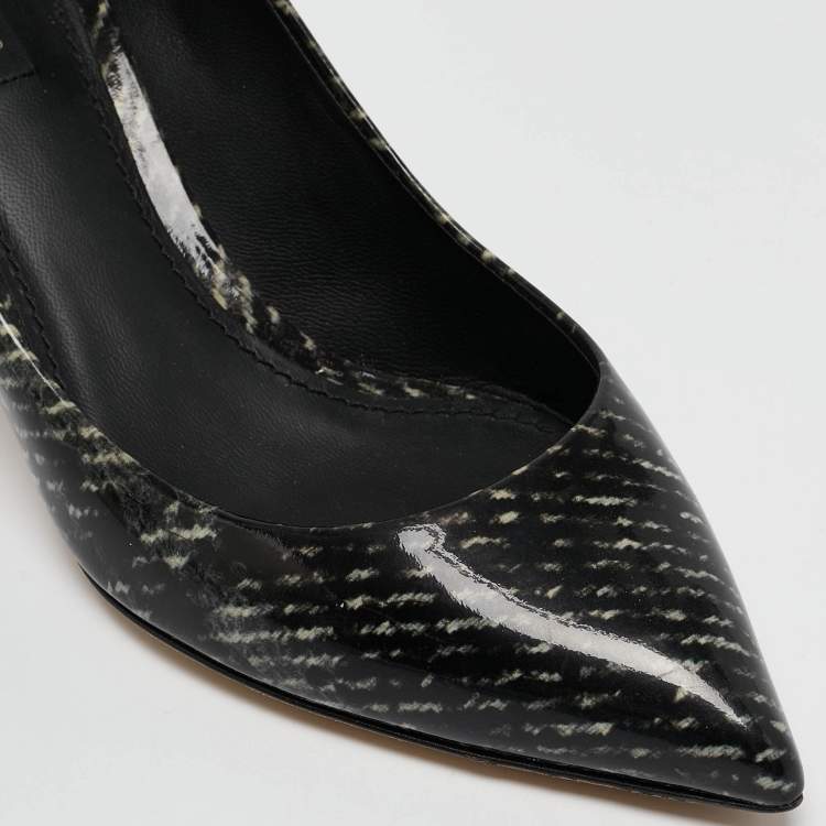 Pre Owned Dolce & Gabbana Black Printed Patent Leather Pointed Toe Pumps Size 40