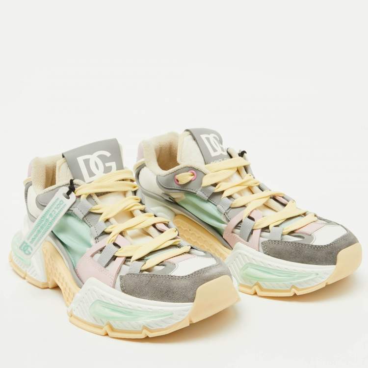 Pre Owned Dolce & Gabbana Multicolor Suede and Nylon Airmaster Low Top Sneakers Size 38