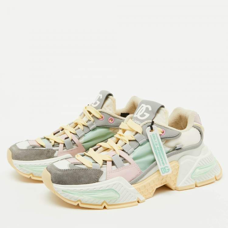 Pre Owned Dolce & Gabbana Multicolor Suede and Nylon Airmaster Low Top Sneakers Size 38