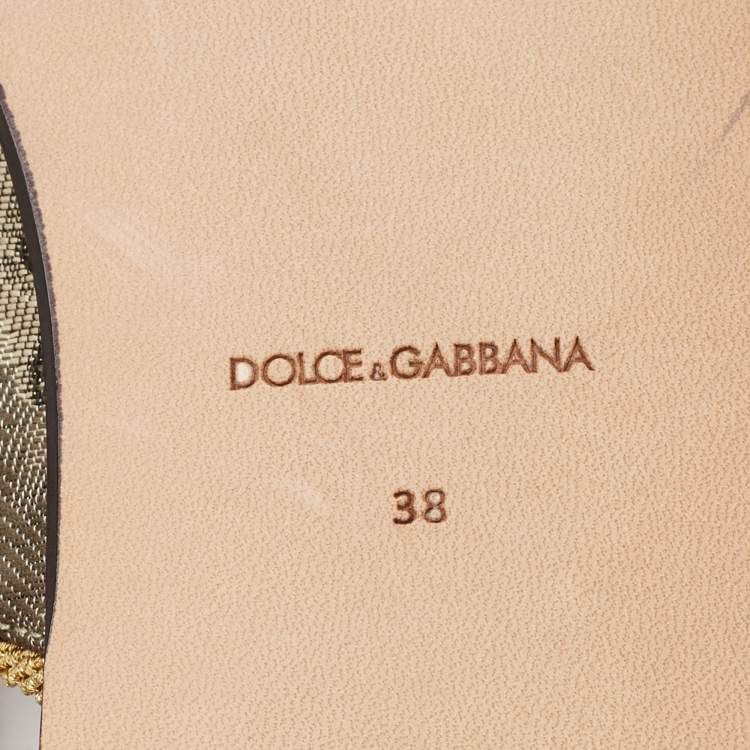 Pre Owned Dolce & Gabbana Multicolor Canvas flower Embellished Flat Mules Size 38