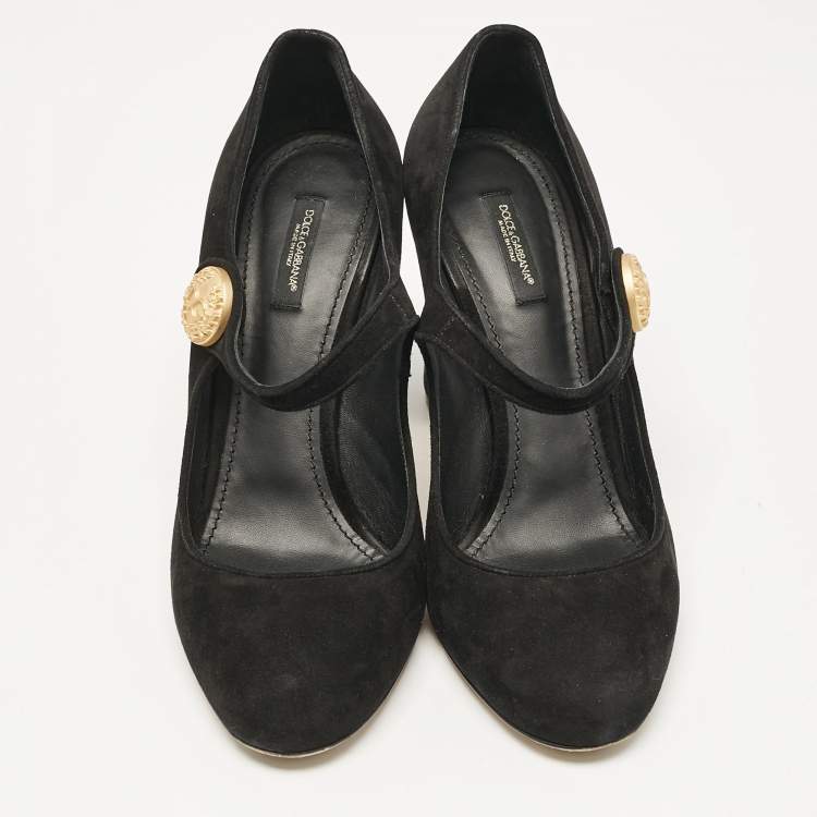 Pre Owned Dolce & Gabbana Black Suede Vally Mary Jane Pumps Size 41