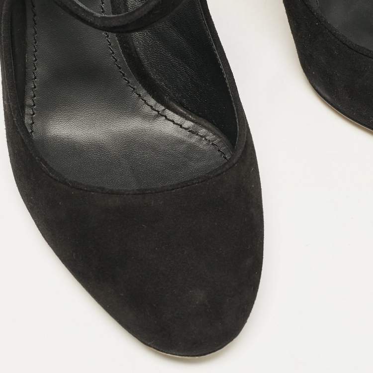 Pre Owned Dolce & Gabbana Black Suede Vally Mary Jane Pumps Size 41