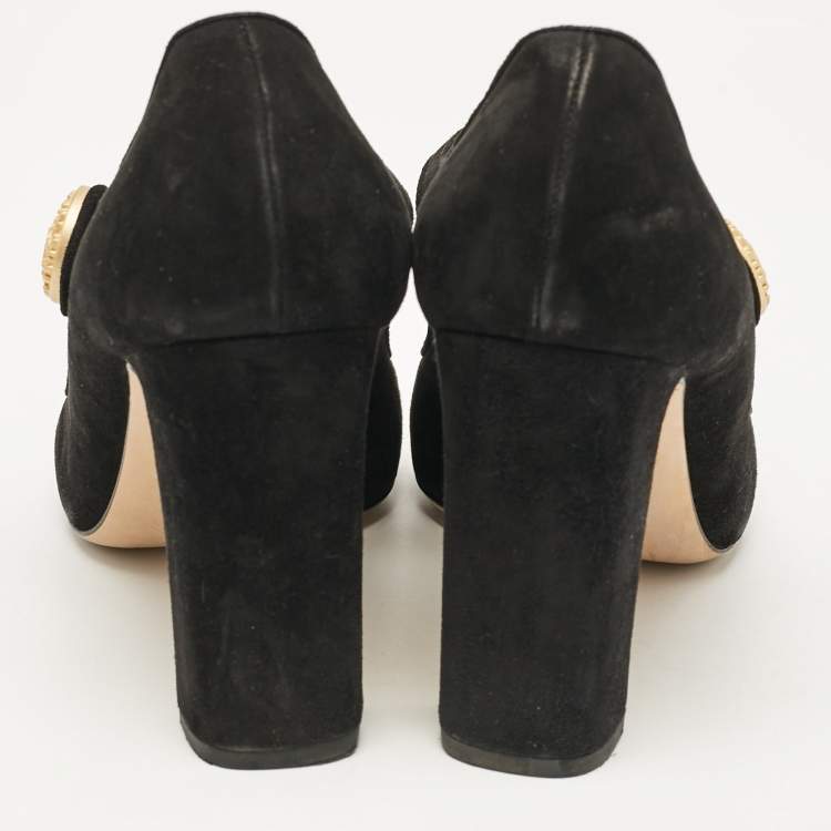Pre Owned Dolce & Gabbana Black Suede Vally Mary Jane Pumps Size 41