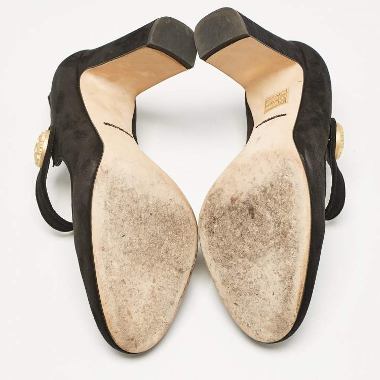 Pre Owned Dolce & Gabbana Black Suede Vally Mary Jane Pumps Size 41