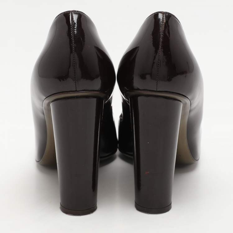 Pre Owned Dolce & Gabbana Dark Brown Patent Leather Pumps Size 38