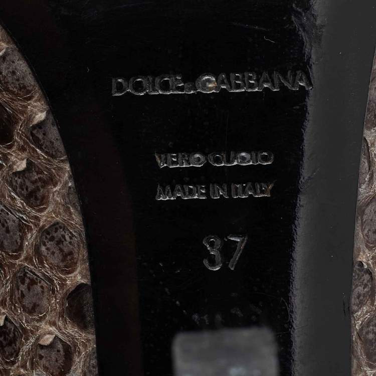 Pre Owned Dolce & Gabbana Grey Python Leather Platform Pumps Size 37