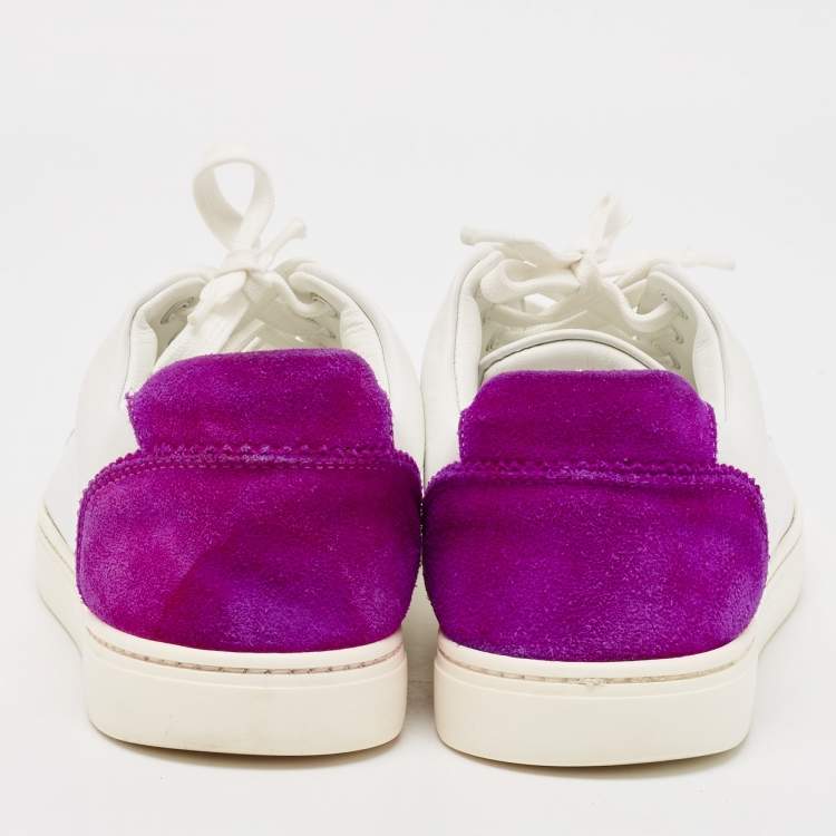 مملوكة مسبقًا Dolce & Gabbana White/Purple Leather and Suede Low Top Sneakers Size 40