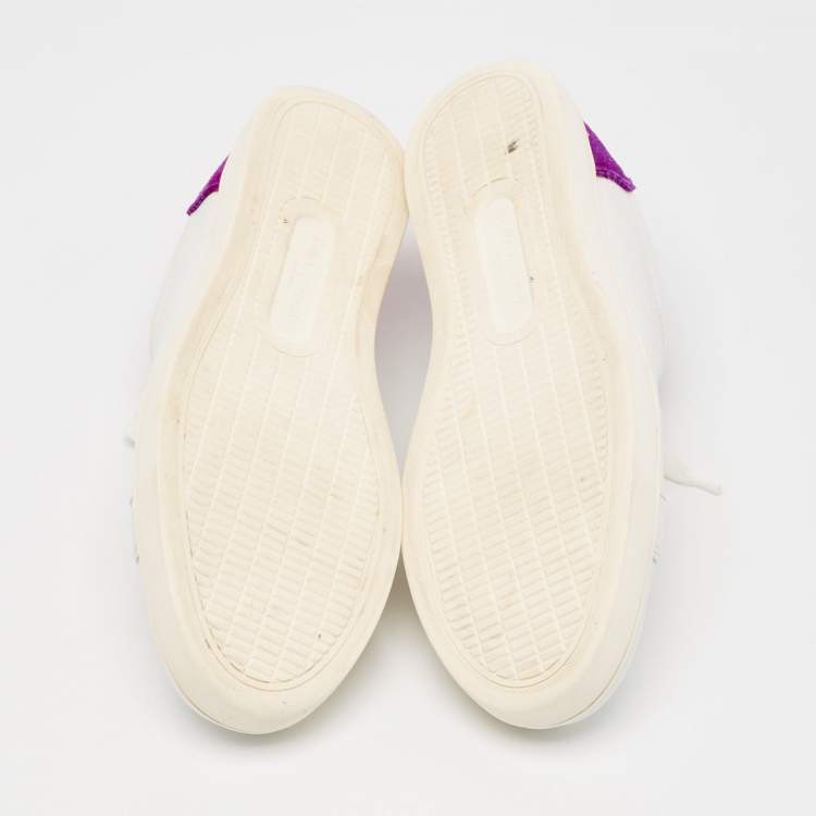 مملوكة مسبقًا Dolce & Gabbana White/Purple Leather and Suede Low Top Sneakers Size 40