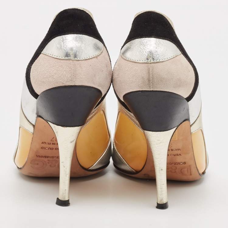 Pre Owned Dolce & Gabbana Multicolor Patent And Leather Pumps Size 37