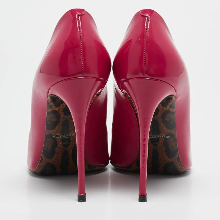 Pre Owned Dolce & Gabbana Red Patent Leather Pointed Toe Pumps Size 40.5