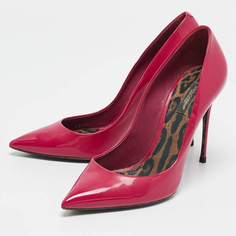 Pre Owned Dolce & Gabbana Red Patent Leather Pointed Toe Pumps Size 40.5